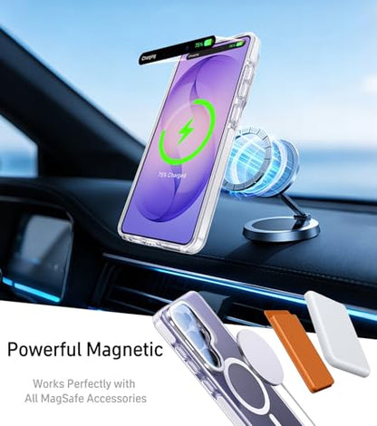 Clear Magnetic Case for Samsung Galaxy S26 Ultra with Camera Cover Stand | Full Camera Protection, Compatible with MagSafe, Anti-Yellowing Anti-Scratched Shockproof Slim Phone Case - color: Clear