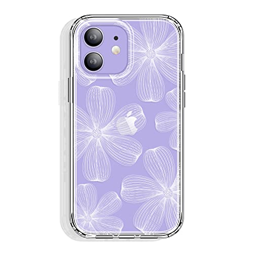 GYZYA for iPhone 12 Case and iPhone 12 Pro Case Clear 6.1 Inch with Pattern Design, Protective Slim TPU Cover + Shockproof Bumper for Women and Girls (White Blooming Flowers) - color: Floral 19, size: iPhone 12/iPhone 12 Pro (6.1 inch)