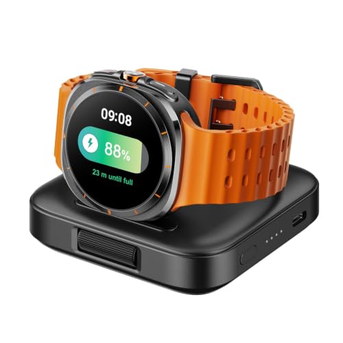 Portable Charger for Samsung Watch 8/Ultra/7/6, 1800mAh Charger for Travel - color: Black
