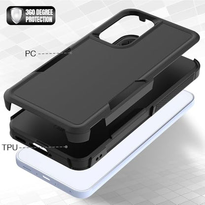 for Samsung Galaxy A37 / Galaxy A36 5G / Galaxy A57 5G Case: Dual Layer Protective Heavy Duty Cell Phone Cover Shockproof Rugged with Screen Protector - Military Protection Bumper Tough, Black - color: Black (PC) + Black (TPU)