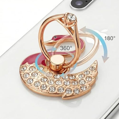 NXVX Swan Phone Ring Holder, Rose Crystal Finger Grip & Kickstand - color: Luxe Swan Rose