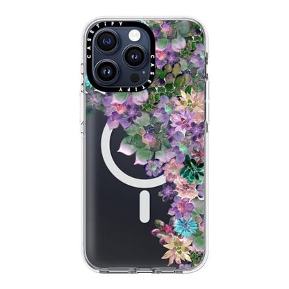 CASETiFY for iPhone 15 Pro Max Case - Impact Clear Compatible with MagSafe | Not Yellowing | 6.6 ft. 3X Military Grade Drop Protection | MY SUCCULENT GARDEN | Clear - color: MY SUCCULENT GARDEN, size: Iphone 15 Pro Max (6.7")