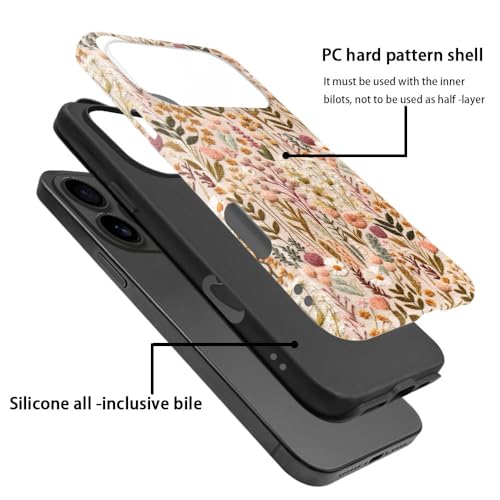 Compatible with iPhone 17 Pro,Anti-Scratch Glossy Case Cover,Boho Romantic Embroidery Flower - color: Boho Romantic Embroidery Flower, size: IPhone 17 Pro