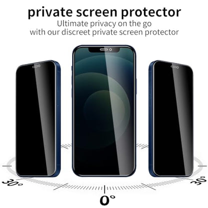 3 Pack Privacy Screen Protector for iPhone 12 Mini with 3 Pack Camera Lens Protector, 9H Hardness Double Shatterproof Anti-Spy Tempered Glass Film, Easy Installation - size: iPhone 12 Mini