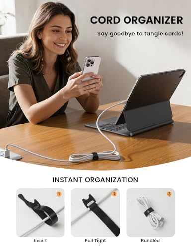 Lamicall 60Pack Reusable Cable Ties & Phone Stand