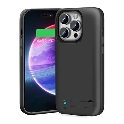 Battery Case for iPhone 14 Pro, 5000mAh Rechargeable Extended Battery Charging/Charger Case, Add 100% Extra Juice (6.1 Inches) Black