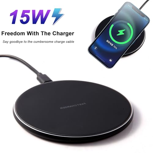 Fast Wireless Charger 2-Pack, 15W Wireless Charging Pad Compatible with iPhone 16/15/14/13/12 Pro Max SE XR AirPods, Samsung Galaxy S24/S23/S22/S21 Note Pixel LG