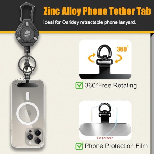 Oaridey Magnetic Anti Theft Phone Strap, Retractable Steel Cell Phone Lanyard with Heavy Duty Carabiner and 360° Metal Phone Tether Tab For Skiing, Hiking, Fishing, Concert and Traveling, 4 Packs - color: 4 Packs