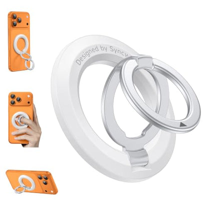 SYNCWIRE Magnetic Phone Ring Holder, for MagSafe Phone Grip Stand Kickstand - color: White