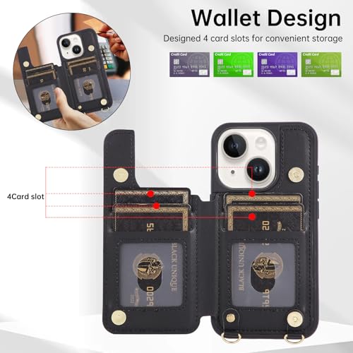 Crossbody Wallet Case for iPhone 11(6.1") with Detachable Strap - PU Leather Flip Folio with Card Slots & RFID Blocking, Sparkling Diamond Accents-Black - color: Black, size: iPhone 11(6.1")
