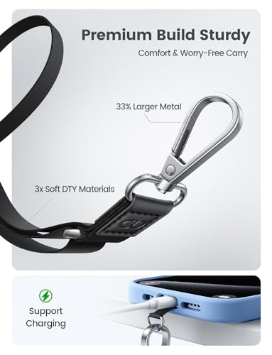 Lamicall Phone Lanyard Crossbody, Wide Adjustable Anti-Theft Strap 2 Pack - color: 1-black