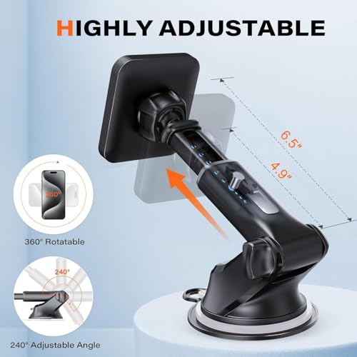 APPS2Car for MagSafe Car Mount, Magnetic Phone Holder with Suction Cup