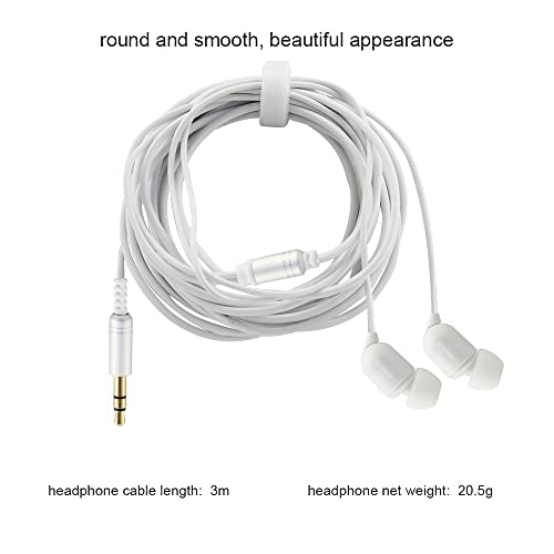 YOCUNKER 3.5mm Wired Earphone, in-Ear Earbuds, High Sound Quality, 3 Meter Length Cord, Lightweight, Smartphone/Tablet/Laptop/TV Earphones, Watch TV from a Distance, No Microphone(White) - color: White
