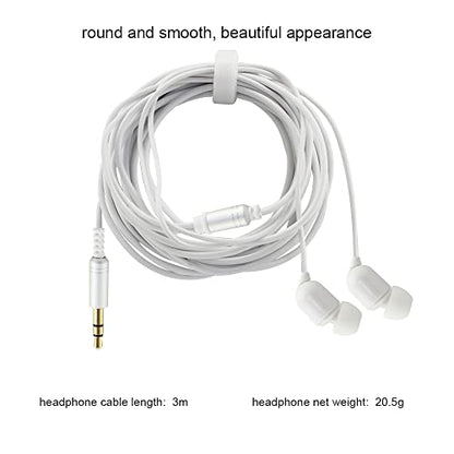 YOCUNKER 3.5mm Wired Earphone, in-Ear Earbuds, High Sound Quality, 3 Meter Length Cord, Lightweight, Smartphone/Tablet/Laptop/TV Earphones, Watch TV from a Distance, No Microphone(White) - color: White