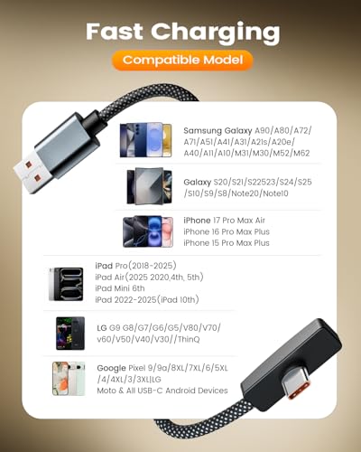 MOSWAG 90 Degree USB to C Cable 30W 2Pack 6.6ft Fast Charging Right Angle - size: 6.6ft+6.6ft