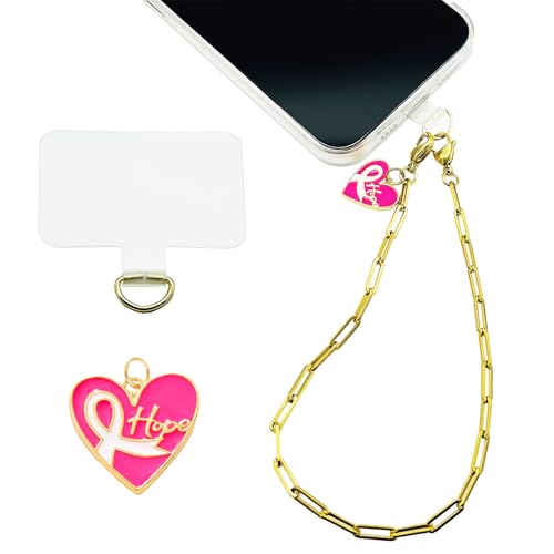 Phone Wrist Strap Metal Phone Chain Wristlet Strap Detachable Cellphone Lanyard Wrist with Tether Tab - color: 04_gold Love Heart