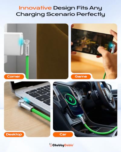 chubbycable RotateX 240W 180° Rotating USB C to USB C Cable, Green, 3.3ft - color: Green, size: 3.3ft (1m)