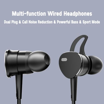 Wired Headphones Deep Bass with Noise-Canceling Mic Earphones In-Ear