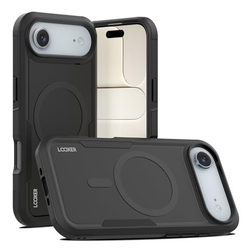 LOOXER® Heavy Duty Rugged Magnetic Case for iPhone 17 Air (6.5”) | Military Grade Shockproof Protection,MagSafe Compatible+ Tempered Glass Included (Black, 17 Air) - color: Black, size: 17 Air