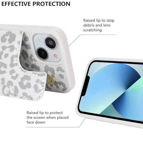 iCoverCase Compatible with iPhone 13 Mini Case with Card Holder, Wallet Phone Case for Women Men RFID Blocking PU Leather Protective Case 5.4 Inch (Gray Leopard) - color: Gray Leopard
