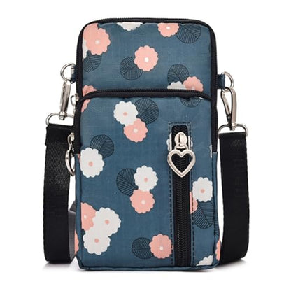 Small Crossbody Bag for Women - Mini Phone Purses with Crossbody Strap and Wallet - Nylon Arm Bag - color: Ab-blue Circle