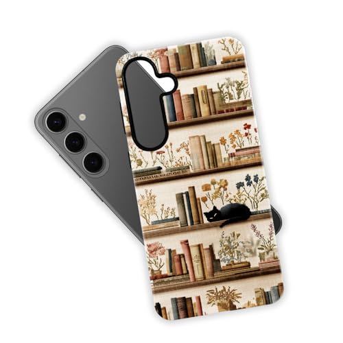 Compatible with Samsung Galaxy S26 Plus Case,Glossy Case All-Round Protection Shockproof Anti-Scratches TPU Cover,Cases for Man Woman-Bookshelf Books Plants Cat - color: Bookshelf Books Plants Cat, size: Galaxy S26 Plus