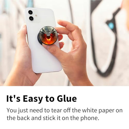 2 Pack Cell Phone Grip with Expanding Kickstand, Grey Flame Dragon - color: Grey Flame Dragon