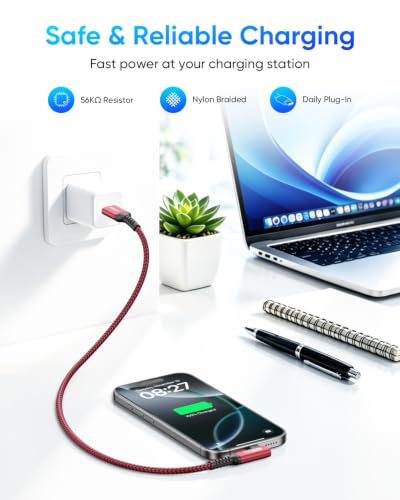 10Gbps Android Auto USB C Cable, 3FT Right Angle CarPlay USB Cable Red - color: Red, size: 3ft