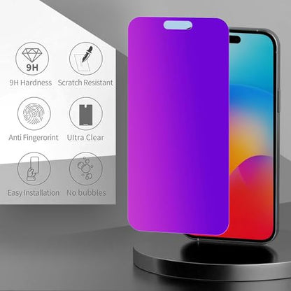 Compatible for iPhone 16e/14/13 Pro/13 Matted Privacy Screen Protector Tempered Glass, Matted Gradient Anti Spy Anti Blue Light Easy Installation, 2 Pack (iPhone 16e/14/13 Pro/13)