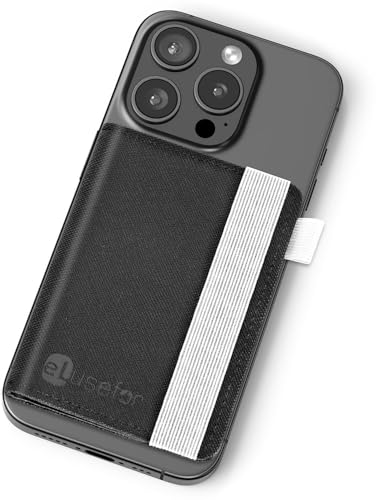 Stick-On Phone Wallet for Back of iPhone or Android Case | 6 Sleeve Credit Card Holder - Pocket for Cards, Money & ID - Built-in Stand - Waterproof Material - Travel, Work & Life-Proof - Black - color: Black