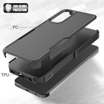 for Galaxy A15 5G Phone Case, [Military Grade Drop Tested] with HD Screen Protector, Dual Layer Protective Heavy Duty Cell Phone Cover Non-Slip Shockproof Case for Samsung Galaxy A15 5G (Black) - color: Black