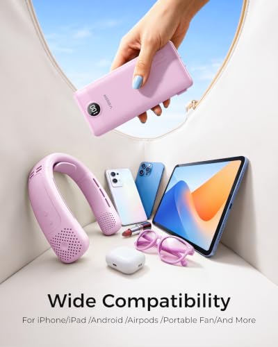VEGER Portable Charger for iPhone, Power Bank Built in Cables and Wall Plug - color: E Purple