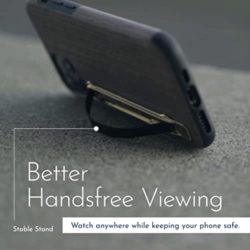 SleekStrip SleekGrip-Premium Ultra Thin Phone Grip Stand,Slim Metal Finger Loop Ring Hand Holder Strap Cell Phone Grips for iPhone 16 Pro Max,17,Android,Case Back - Gunmetal x Black Vegan Leather - color: Gunmetal x Black Vegan Leather
