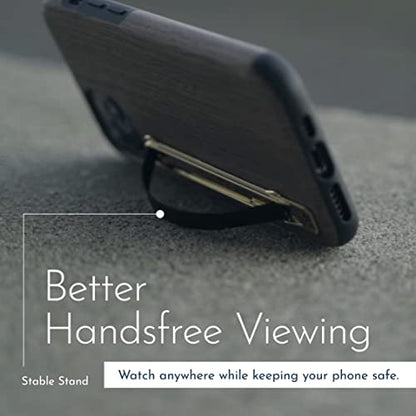 SleekStrip SleekGrip-Premium Ultra Thin Phone Grip Stand,Slim Metal Finger Loop Ring Hand Holder Strap Cell Phone Grips for iPhone 16 Pro Max,17,Android,Case Back - Gunmetal x Black Vegan Leather - color: Gunmetal x Black Vegan Leather