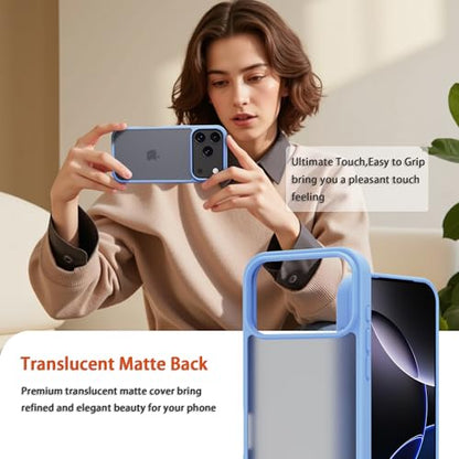 for iPhone 17 pro Case Translucent Matte Phone Cover, [10 FT Military Grade Drop Protection] Slim Durable Shockproof Protective Bumper (Light Blue, iPhone 17 pro) - color: Light Blue, size: iPhone 17 pro
