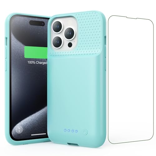Feob Battery Case for iPhone 15 Pro, [2026 Upgraded] 7500mAh Slim Portable Smart Charging Case Rechargeable Protective Extended Charging Cover for iPhone 15 Pro-Green - color: Green