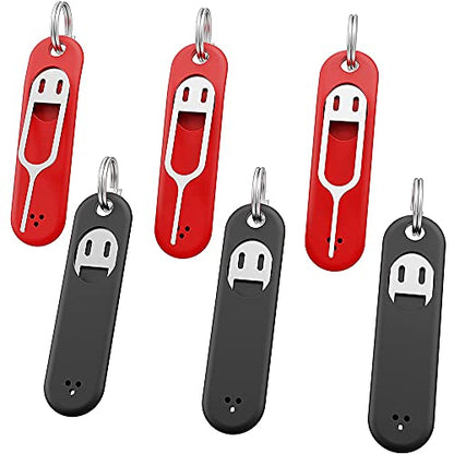 6Pcs SIM Card Removal Tool-Sim Card Tray Pin Eject Removal Tool Needle Opener Ejector,with Removable Key Chain,Black+Red, 500169860A1