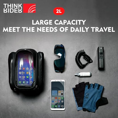 ThinkRider Bike Bag 2L Frame Front Tube Cycling Bag Bicycle Waterproof Phone Case Holder 7 Inches Touchscreen Bag Accessories