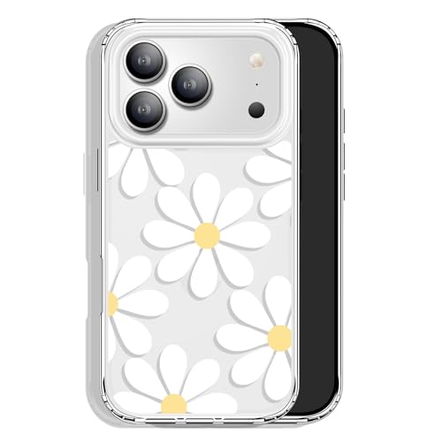 GYZYA for iPhone 17 Pro Case Clear 6.3 Inch with Design, Protective Slim TPU Cover + Shockproof Bumper for Women and Girls (Daisy) - color: Flowers014, size: iPhone 17 Pro (6.3 inch)