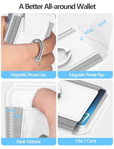 for Magsafe Wallet with Grip, 6-Card Holder; Stronger Magnetic Phone Wallet - color: White