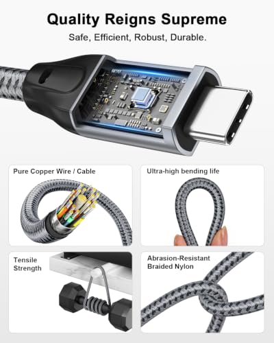 ULT-WIIQ USB C 3.2 Gen 2x2 Cable, 8K@60Hz Portable Monitor Cable Grey 3.3FT - size: 3.3FT