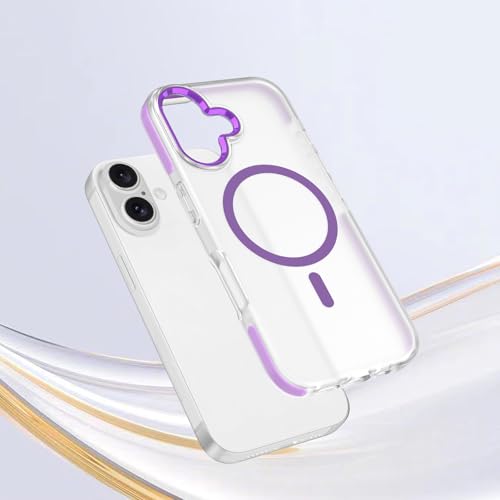 PinLiSheng Upgraded Magnetic for iPhone 16 Case [Mil-Grade Drop Protection] [Compatible with Magsafe] Double-Layer Impact Resistant Translucent Matte Protective Phone Case, Purple - color: Updated Version - Purple, size: iPhone 16