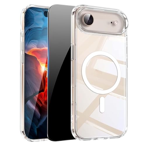 Clear Phone Case for iPhone 17 Air Case Magnetic with Privacy Screen Protector [Anti-Yellowing] Rugged Shockproof Protective Bumper Case 6.5" 2025 Transparent - color: Clear magnetic, size: iphone 17 Air