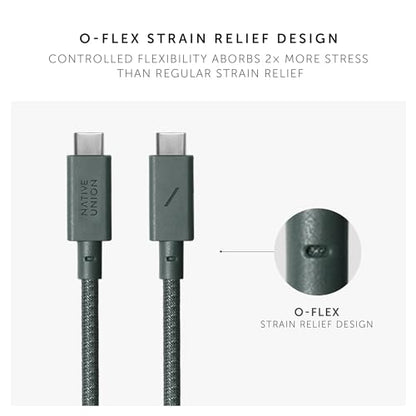 Native Union Anchor Cable 240W – 10ft Reinforced Braided USB-C to USB-C Power Delivery 3.1 Charging Cable with Weighted Knot – for iPhone 17 Pro Max/17e, MacBook Pro M5, Air, Neo (Slate Green) - color: Slate Green