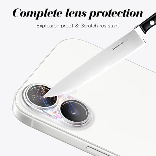 Bling Diamond Camera Lens Protector Compatible with iPhone 17, Metal Glitter Gem Camera Cover，9H Tempered Glass lens full Screen Protector with 3D Rhinestone Sparkle - size: for iPhone 17