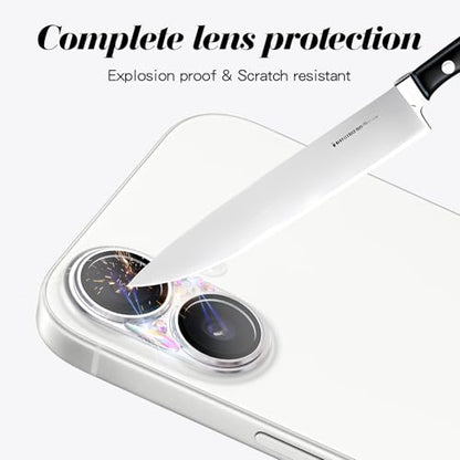 Bling Diamond Camera Lens Protector Compatible with iPhone 17, Metal Glitter Gem Camera Cover，9H Tempered Glass lens full Screen Protector with 3D Rhinestone Sparkle - size: for iPhone 17