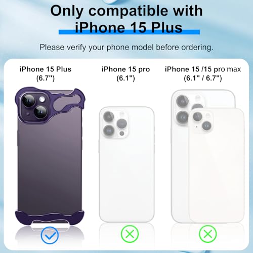Frameless Phone Case Crafted for iPhone 15 Plus Purple - color: Aluminum Purple, size: iPhone 15 Plus