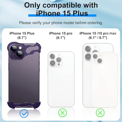Frameless Phone Case Crafted for iPhone 15 Plus Purple - color: Aluminum Purple, size: iPhone 15 Plus