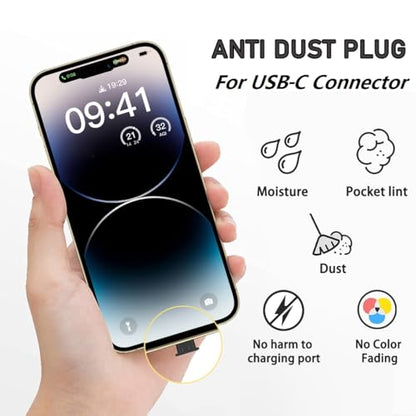 USB-C Dust Plugs 20-Pack Anti-Dust Silicone Cover, Black - color: Black