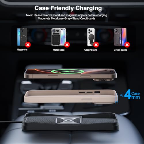 Wireless car Charger Charging pad 15W Fast Wireless Phone Charger Non Slip FastCharger for car Cell Phone Cordless Charging mat Compatible with iPhone 16/15/14/13/12 Pro Max,Samsung S23 S22 S20(S13)